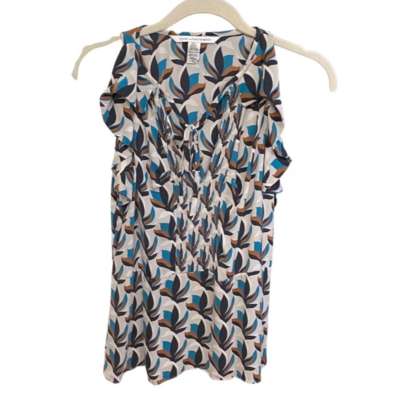 Diane Von Furstenderg DVF Silk Pattern Blouse (S) - Picture 1 of 6